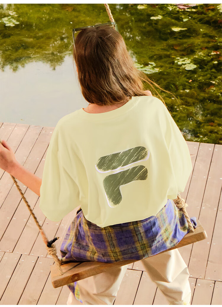 FILA FUSION Fashion Brand Zhang Hao Couple Knit Short Sleeve Shirt 2026 Spring Casual Loose Pure Cotton T-Shirt 64
