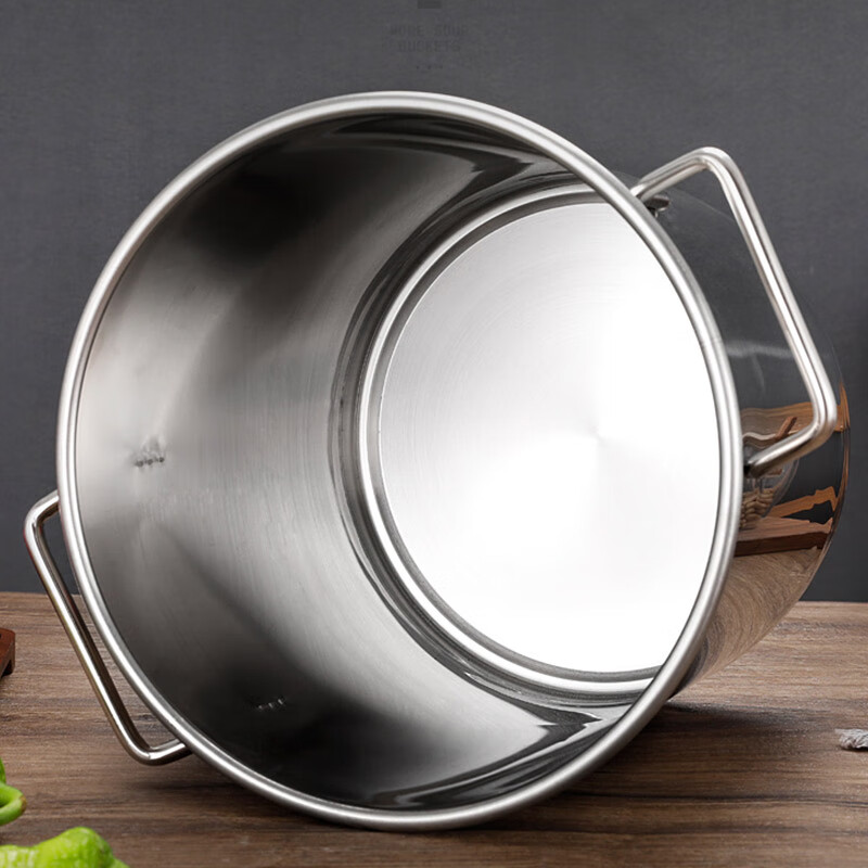 Universal 304 Stainless Steel Soup Pot 30x30cm with Lid Commercial Stew Bone Pot Braised Meat Marinade Bucket Rice Bucket Oil Bucket Large Soup Pot