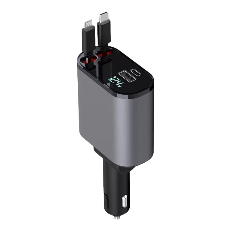 Enbosheng Car Charger Cigarette Lighter Super Fast Charging 120W High Power Flash Charge Compatible with Apple Huawei Vivo Honor OPPO Xiaomi USB Adapter Two-In Built-In Cable