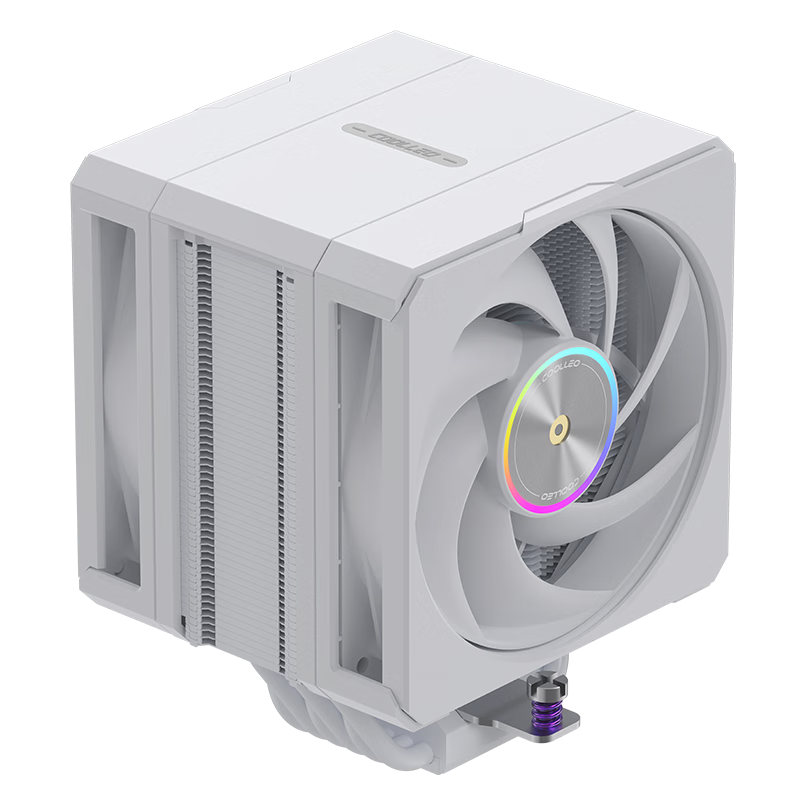 COOLLEO S61 CPU Cooler Single Tower Dual Fan 6 Heat Pipes (Six Copper Pipes) Magnetic Top Cover Computer Case Fan Multi-Platform Support White
