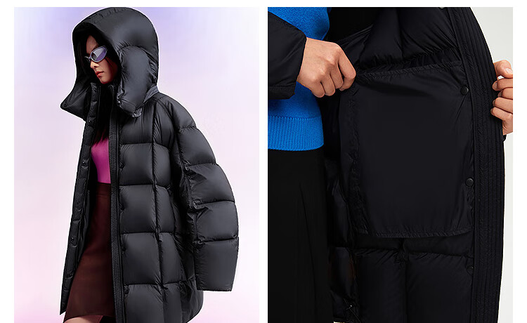BOSIDENG 25-Year Winter Puff Down Jacket Women 90% Down Thickened Hooded Loose Mid-Length Lazy Style Coat 9