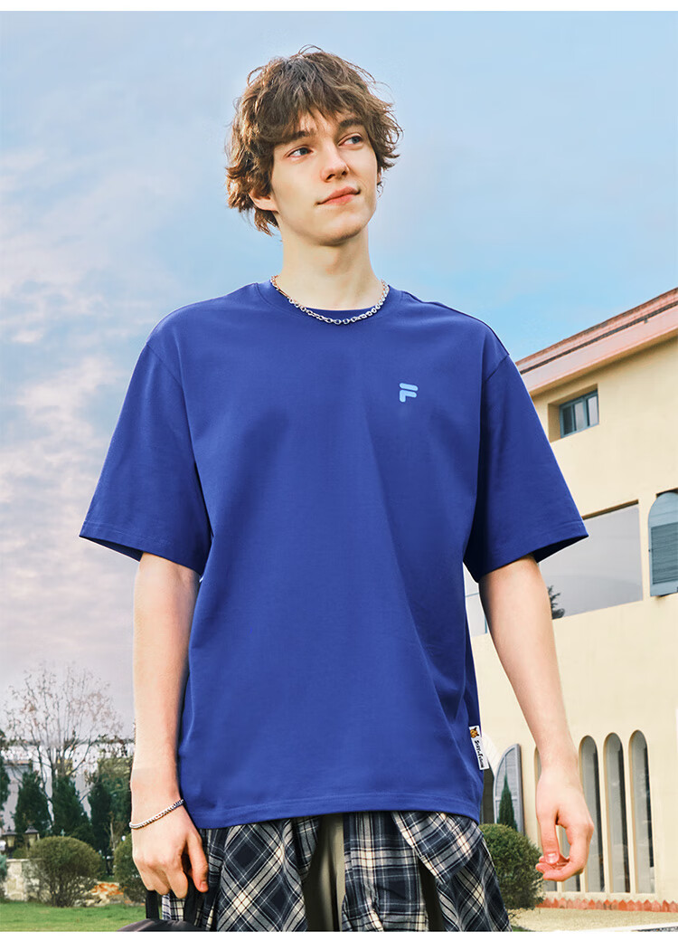FILA FUSION Fashion Brand Zhang Hao Couple Knit Short Sleeve Shirt 2026 Spring Casual Loose Pure Cotton T-Shirt 48