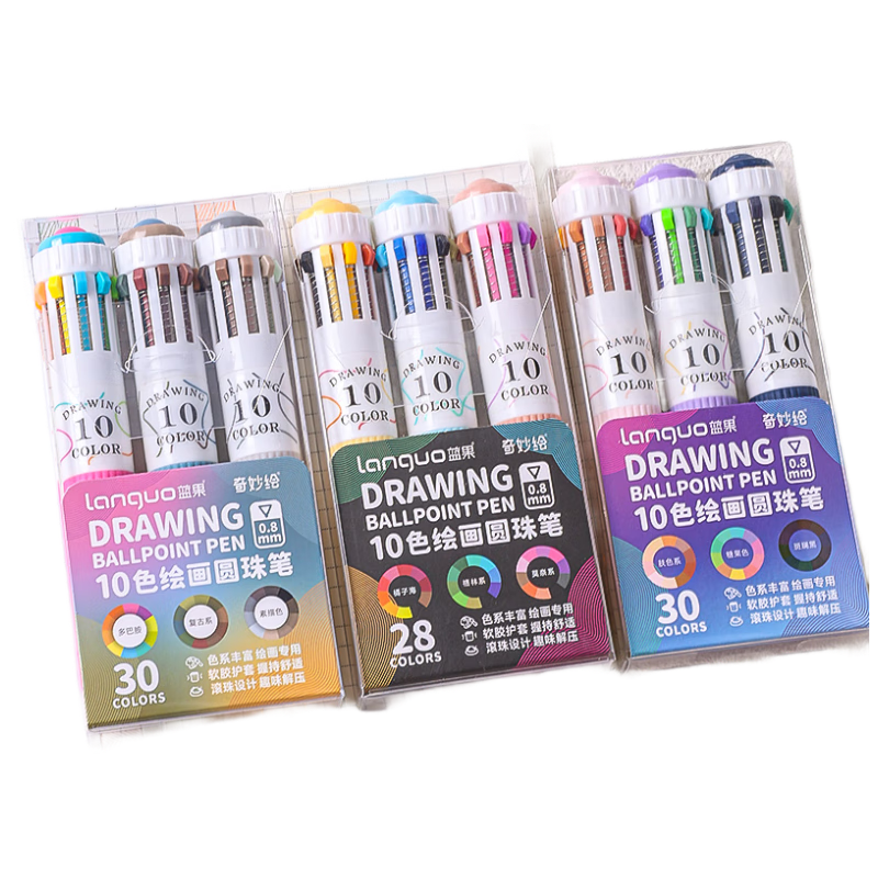 Languo 88-Color Ballpoint Pen Multi-Color Soft Grip Press-Type Art Drawing Pen 0.8mm High-Quality Study Marker Stationery Gel Pen