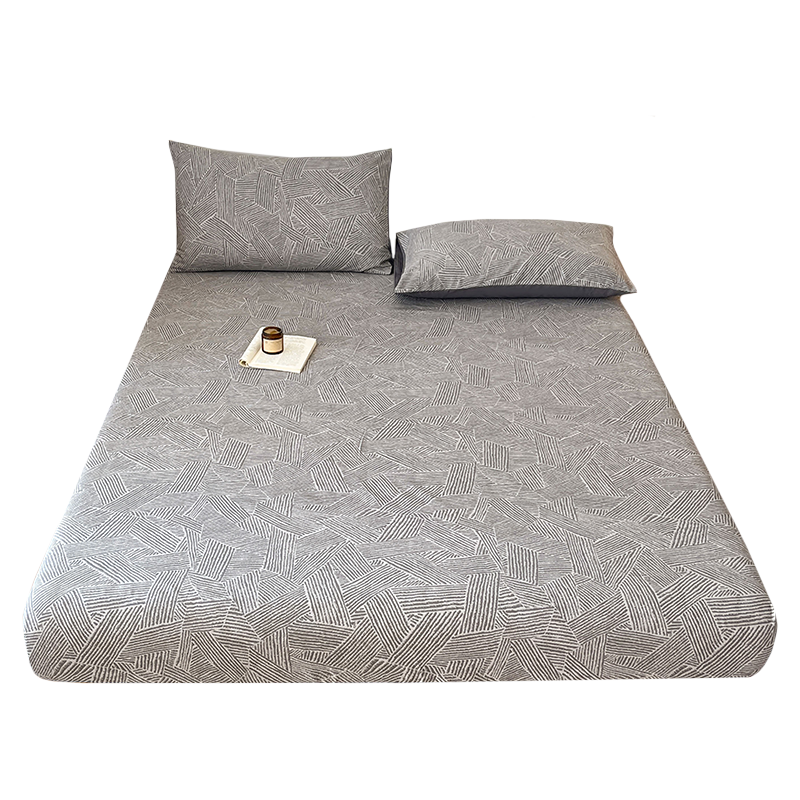 Grace A-Class 100% Cotton Washed Cotton 7A Antibacterial Breathable Fitted Sheet Protector for 1.5m Bed Linshan