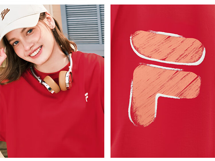 FILA FUSION Fashion Brand Zhang Hao Couple Knit Short Sleeve Shirt 2026 Spring Casual Loose Pure Cotton T-Shirt 77