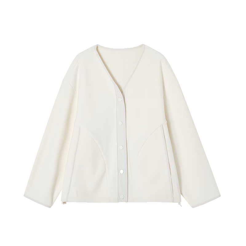 Dme Women's Winter Warm 460G Double-Sided Fleece V-Neck Loose Drawstring Trim Snap Button Coat