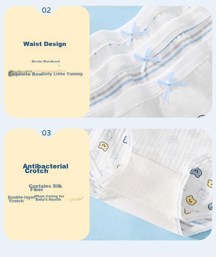 LangSha Girls' Underwear, Class A Pure Cotton Antibacterial Baby Student Triangle Panties, No Wedgie, Young Girls' Shorts, 4-Pack, Size 160 14