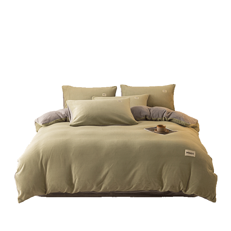 MINISO Milk Velvet Duvet Cover 150x200cm Winter Fleece Quilt Single Piece for Student Dormitory Single Bed 1.5m X 2m