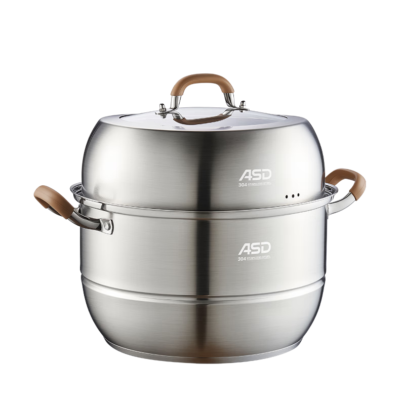 ASD Steamer Pot, Whole Pot 304 Stainless Steel Double-Layer Household Steaming And Cooking Pot, 28CM Multi-Layer Enlarged Non-Stick Steamer Q2
