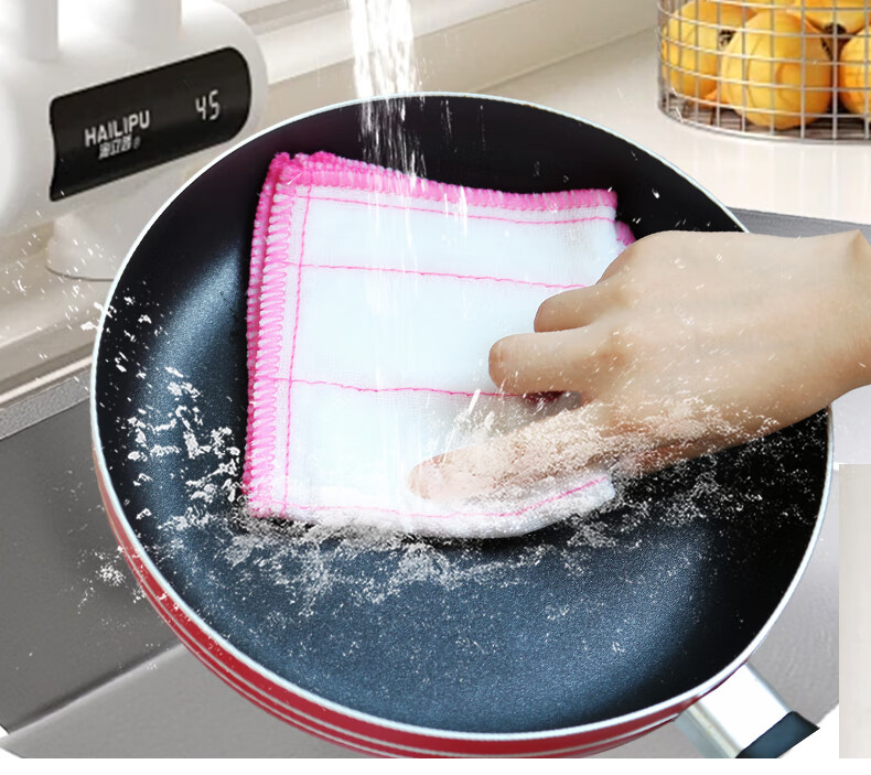 Jiecheng 4-Pack Sponge Scouring Pads Dishwashing Scrubbers Cleaning Cloths 5