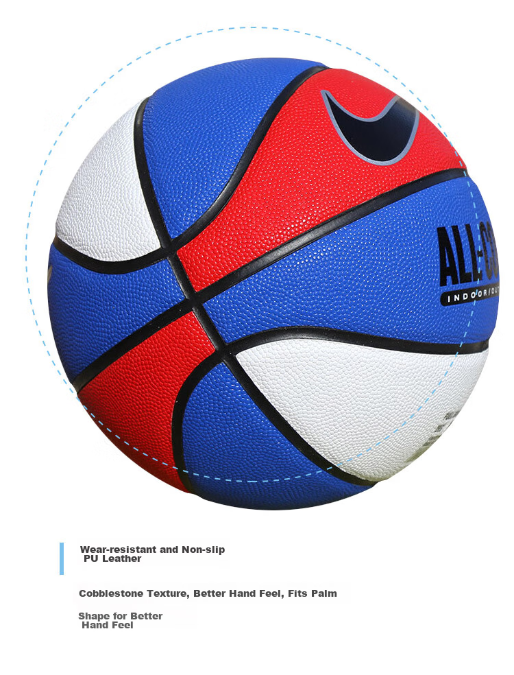 NIKE Basketball Game Training Indoor And Outdoor Wear-Resistant Size 7 Petal N100436947007/DO8258-470 Red White Blue 8
