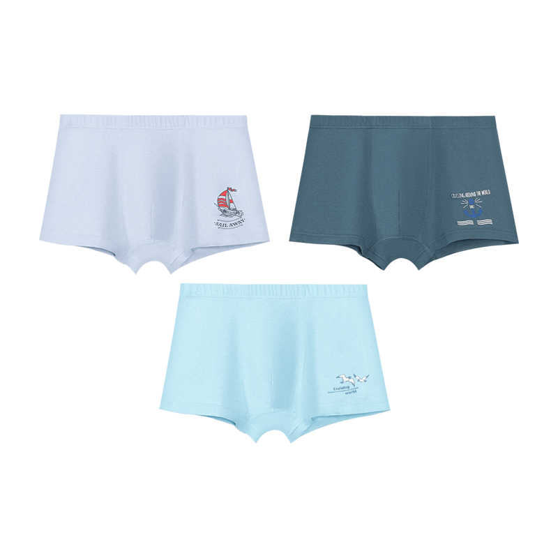 Hodohome Boys' Cotton Boxer Briefs, Pure Cotton, Class A, Student Four-Point Underwear, Model 103, Size 170
