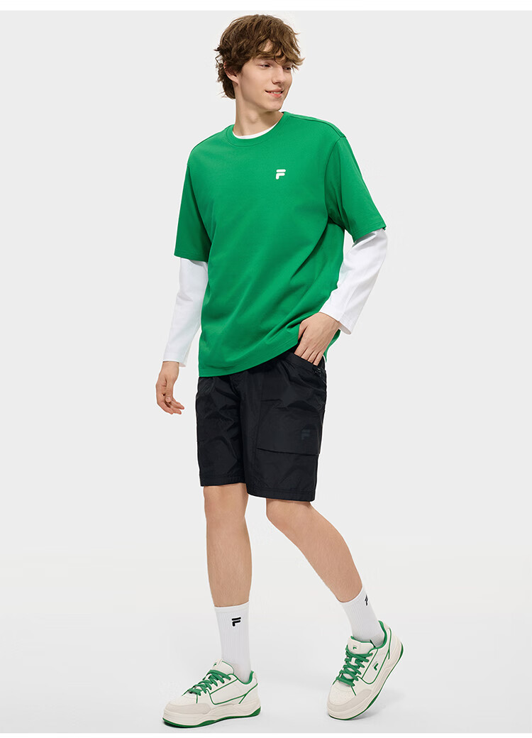 FILA FUSION Fashion Brand Zhang Hao Couple Knit Short Sleeve Shirt 2026 Spring Casual Loose Pure Cotton T-Shirt 87