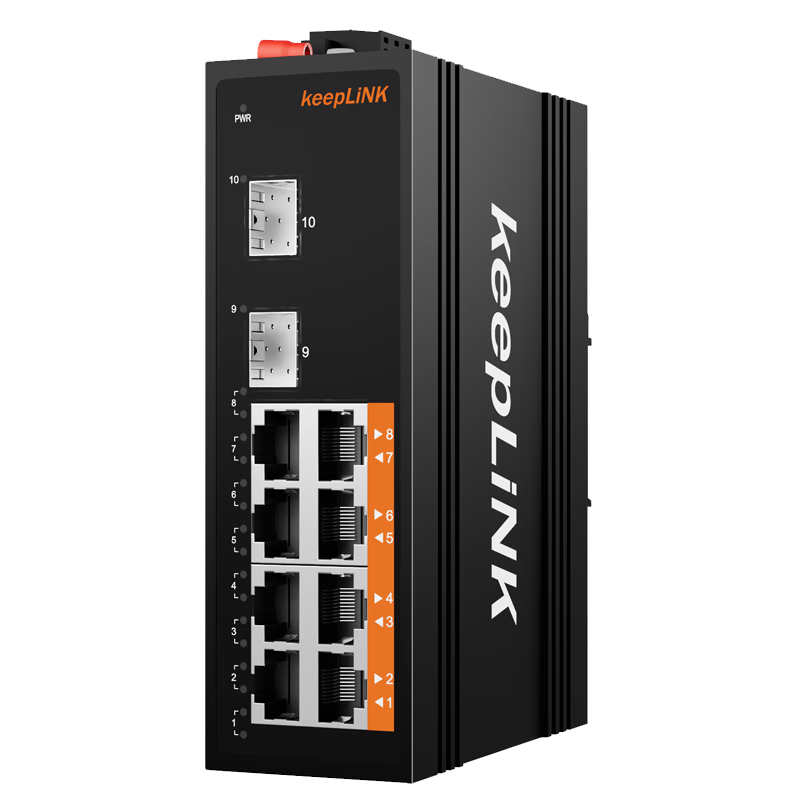 KeepLINK KP-9000-45-208GP Industrial Grade Gigabit 2 Fiber 8 Ethernet PoE Switch DIN Rail Metal Case DC48-58V Input per Unit