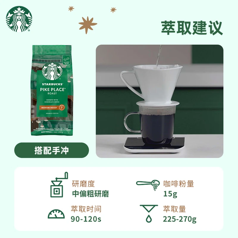 星巴克（Starbucks）派克市场咖啡豆200g 中烘100%阿拉比卡豆门店同款 手冲黑咖啡