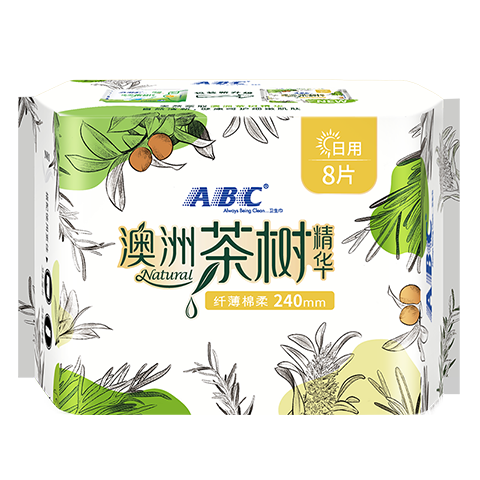 ABC Australian Tea Tree Extract Ultra-Thin Breathable Daytime Sanitary Napkins, Sold by JD, Menstrual Pads, 240mm*8 Pieces
