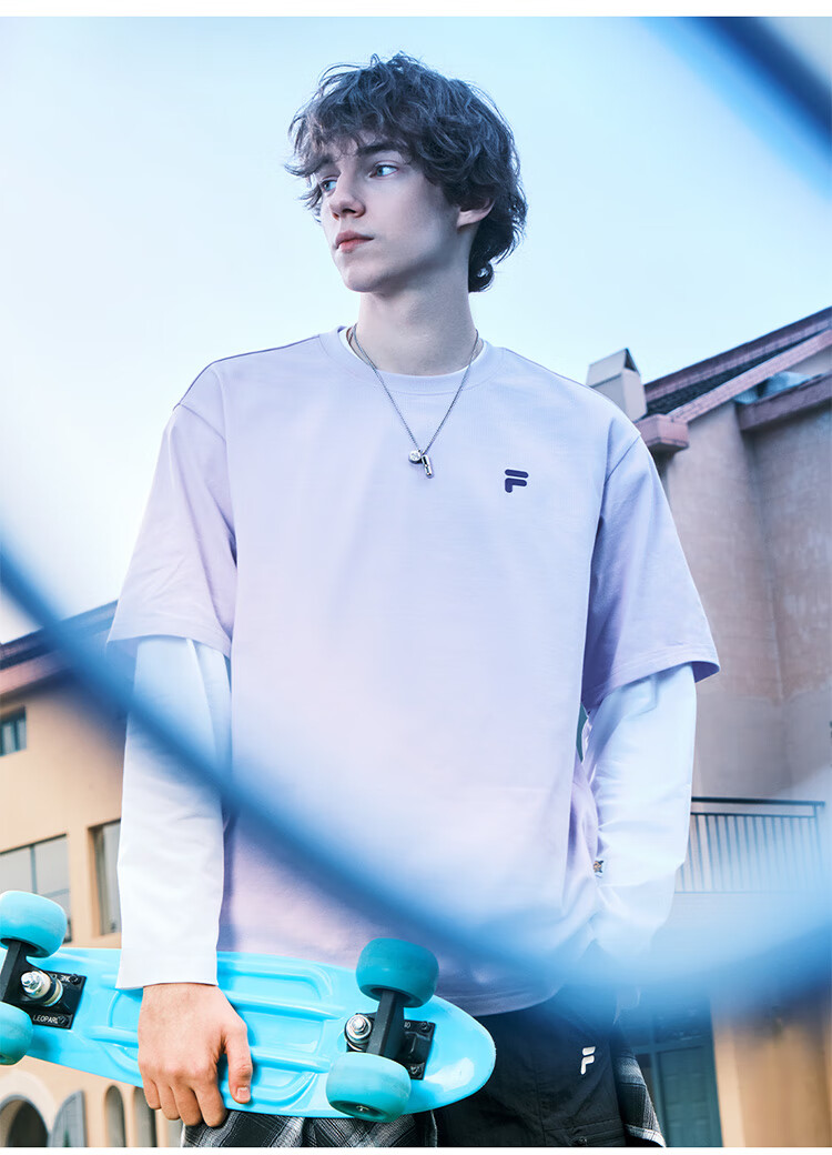 FILA FUSION Fashion Brand Zhang Hao Couple Knit Short Sleeve Shirt 2026 Spring Casual Loose Pure Cotton T-Shirt 56