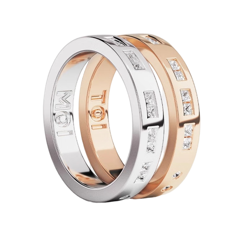 APM Monaco TOIMOI Morse Code Couple Rings, Gift for Girlfriend, Wife, Boyfriend, Birthday Present