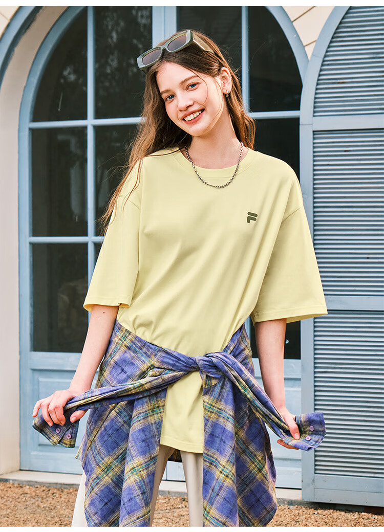FILA FUSION Fashion Brand Zhang Hao Couple Knit Short Sleeve Shirt 2026 Spring Casual Loose Pure Cotton T-Shirt 68