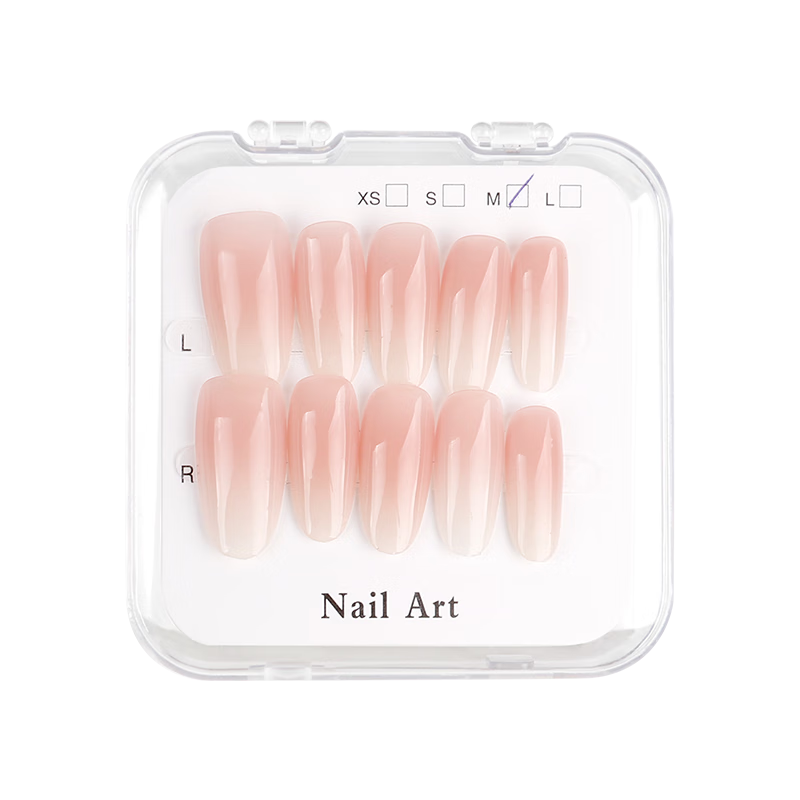 Meifuyu Handmade Nail Wraps (Huanhuan Nail S) Medium-Long Nude Removable Nail Tips MF8608