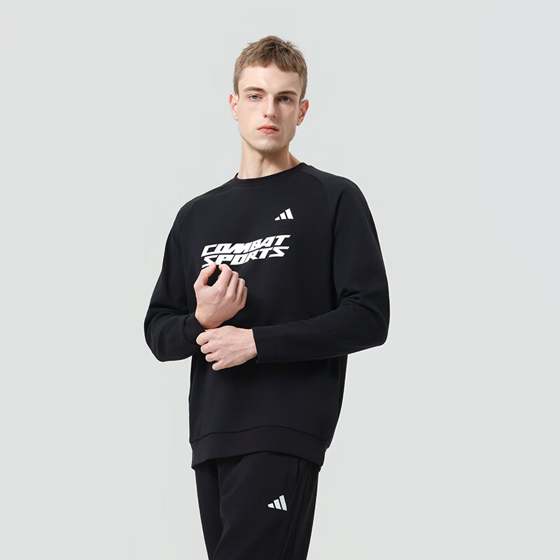 Adidas Men's Hoodie 2026 Spring New Sports Casual Cotton Classic Crewneck Pullover Black White S