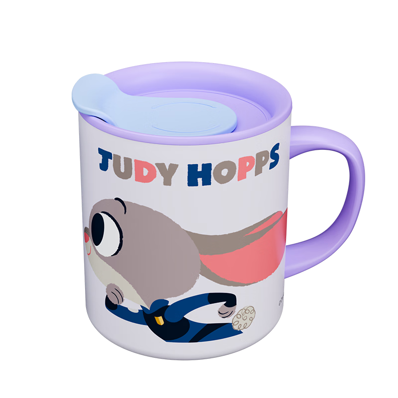 Disney 316 Stainless Steel Insulated Mug with Handle and Lid Zootopia Judy Purple 320ml