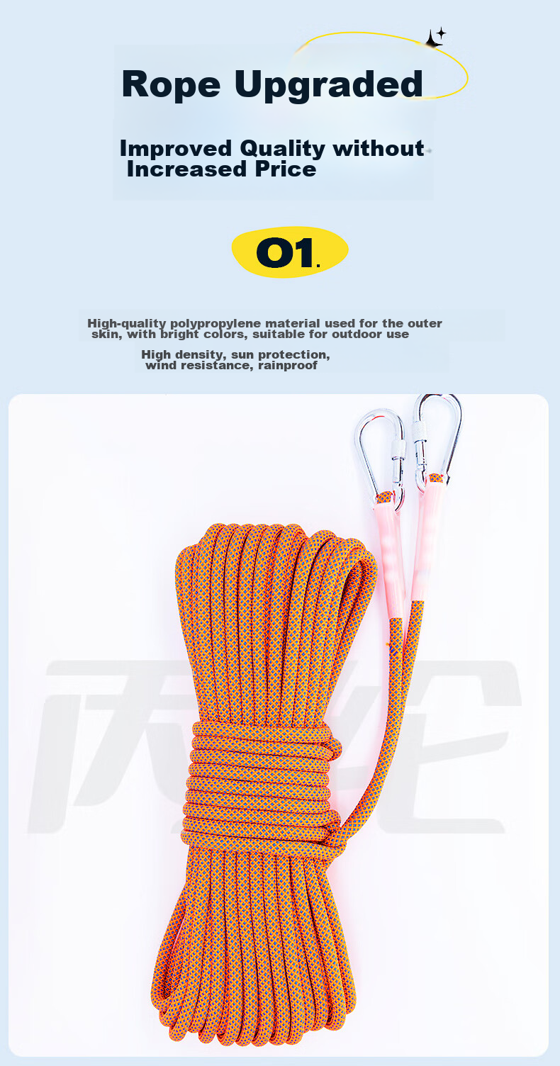 Kanle Outdoor Thickened Clothesline, Outdoor Quilt Drying Tool, Travel Car Roof Polyester Climbing Rope, 10.5mm, 10 Meters 7