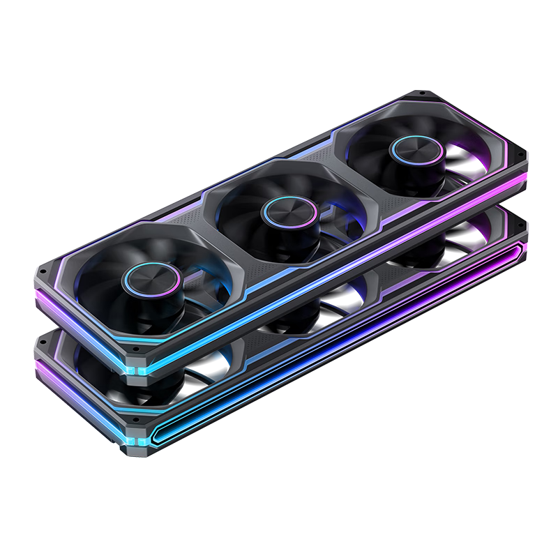 JONSBO XA-360BR Shadow Blade Black Reverse Blade 12CM*3 Case Fans (Dual Frame Lighting/Color Block Splicing/Triple Unit/RGB Sync/PWM Male and Female Connectors)