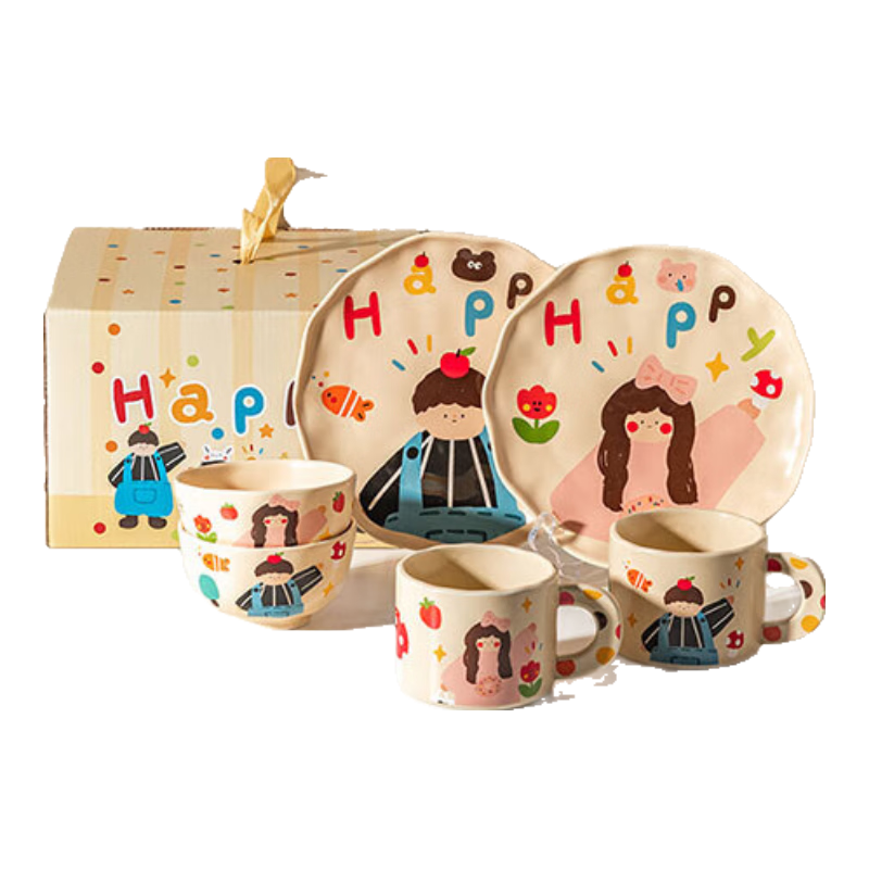 Modern Housewife Family of Three Dinnerware Set Home Family Parent-Child Tableware Engagement Wedding Birthday Gift