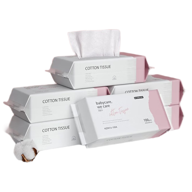 Babycare 100% Cotton Baby Soft Wipes, Thickened And Enlarged Adult Face Towels, Pure Cotton Makeup Remover Cotton Pads, 100 Sheets * 6 Packs