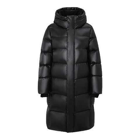 SNOWFLYING Obsidian Goose Down Hooded Thickened H-Style Down Jacket Recommended by Cheng Yi