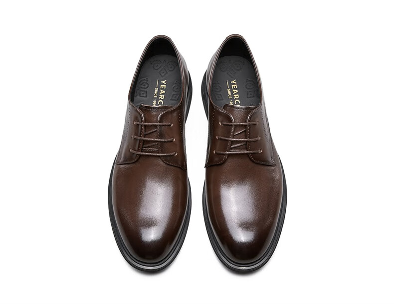 Eierkang Men's Spring and Autumn Genuine Leather Business Formal Shoes British Style Commuter Wedding Shoes 61303W Black Size 41 8