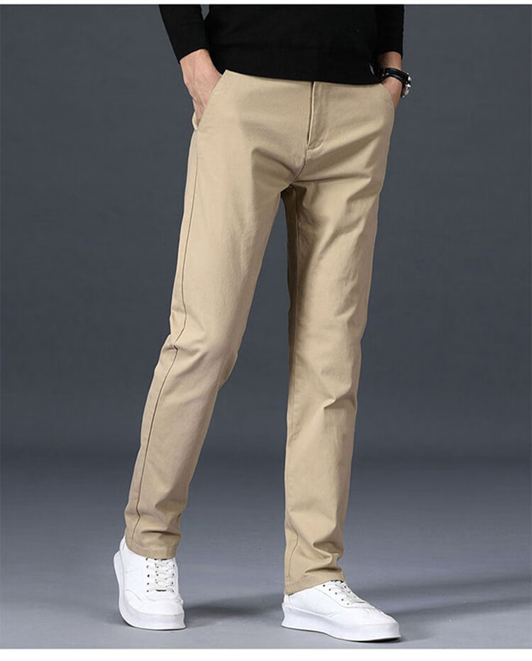 ROMON Men's Spring New Business Casual Pants High Cotton Loose Straight Long Pants Royal Blue 28 16