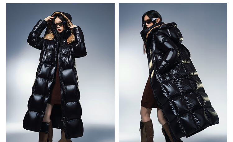 BOSIDENG 25 Years Puff Down Jacket Women's Winter Goose Down Thickened Detachable Hood Loose Oversized Long Lazy Style Coat 5