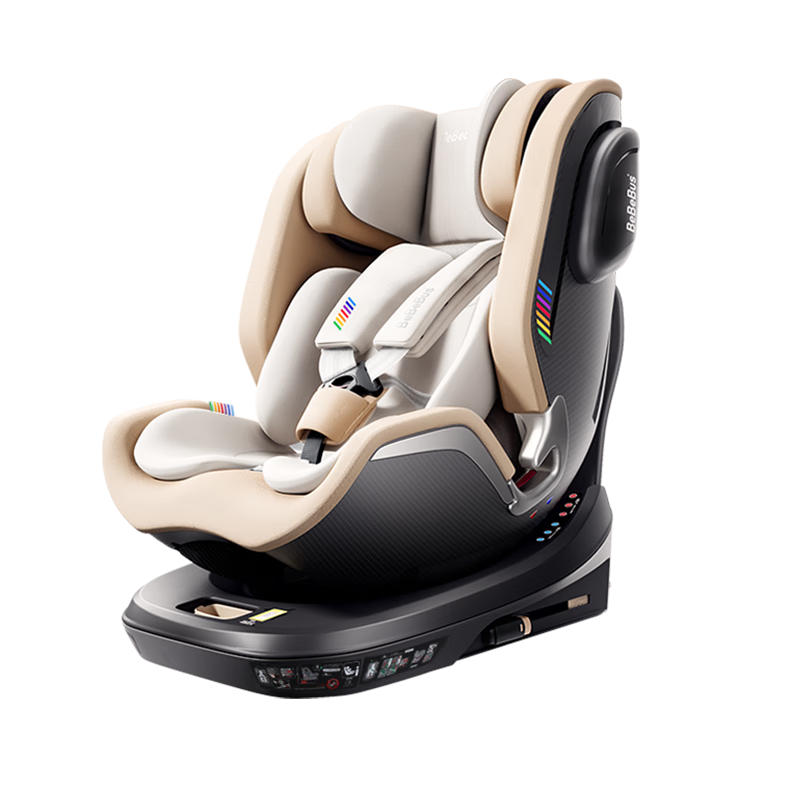 Bebebus Child Safety Car Seat, Navigating Home, for Ages 0-8, Infant Car Seat, 360-Degree Rotation, Champagne Gold Pro