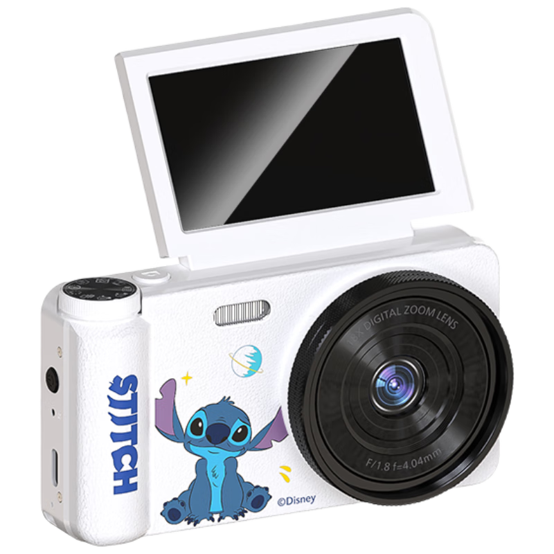 Disney Digital Camera HD Student CCD Camera Vlog Selfie Portable Card Camera Lantern Festival Back-to-School Gift C19 Stitch 64GB