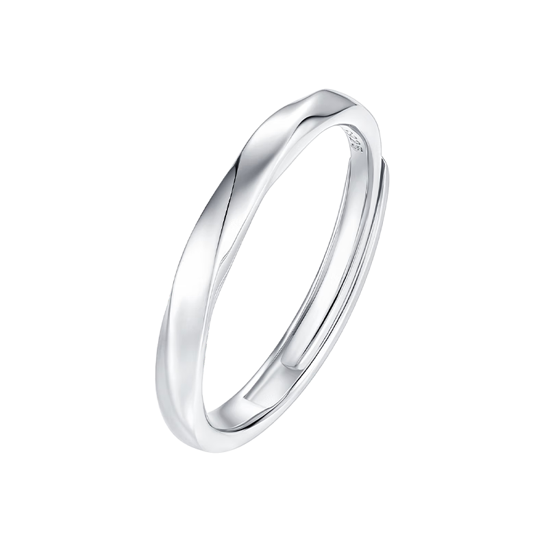 CHOW TAI SENG Pure Silver Mobius Couple Rings for Men, Gift for Boyfriend, Men's Ring
