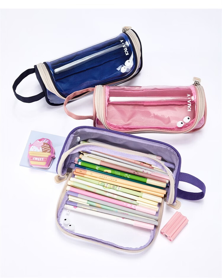 KALA·Y Elementary School Pencil Case Large Capacity Cute Transparent Pencil Box for Boys and Girls Simple Gift Box 5