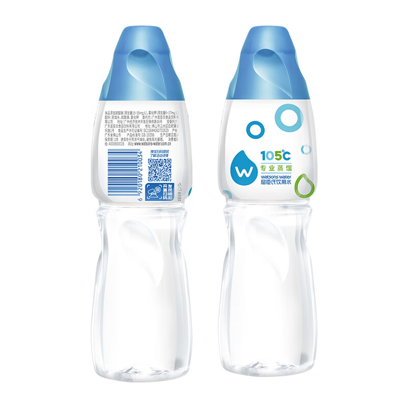 屈臣氏蒸馏水添加矿物质500mL*24瓶整箱装瓶装饮用水非矿泉水会议户外