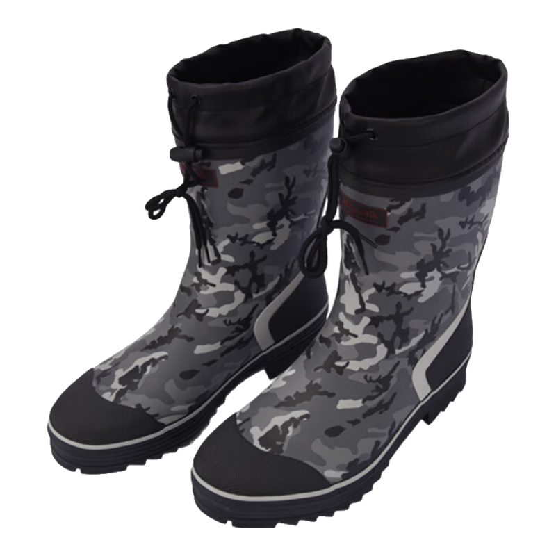 Jolly Walk Mid-Calf Camouflage Rain Boots, Rubber Waterproof Shoes, Outdoor Rain Boots, 219-1, Black Camouflage, Size 40