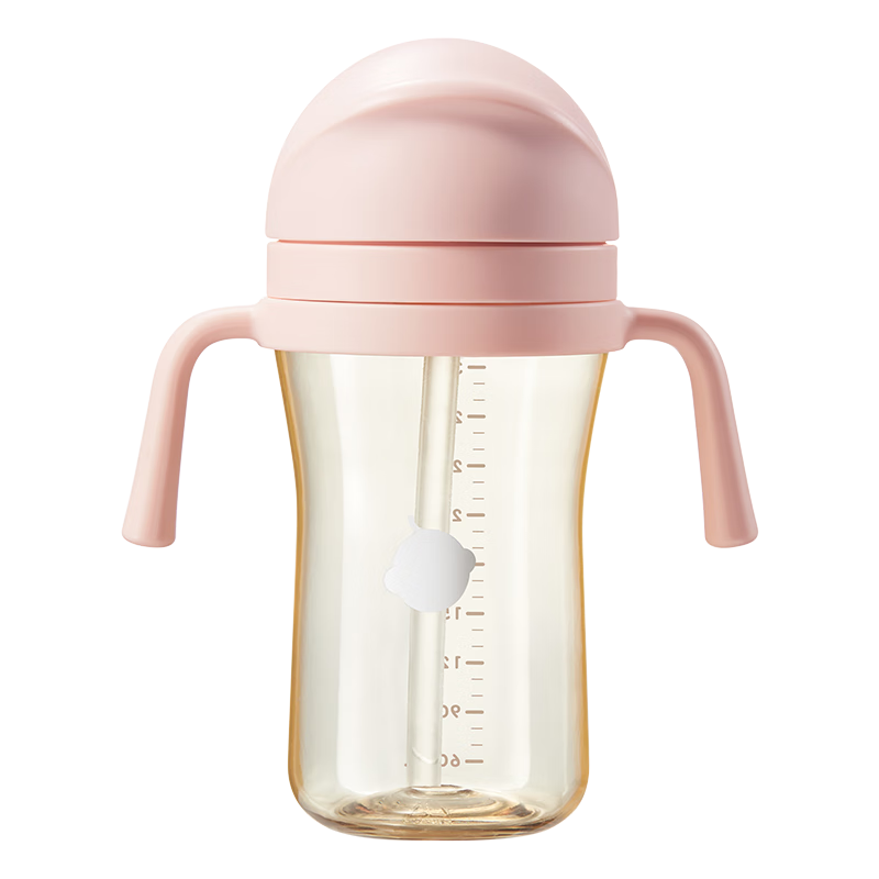 Babycare Children's Straw Cup Anti-Spill Direct Drinking Bottle Milk Cup Training Cup PPSU 300ml Pink 1-3 Years
