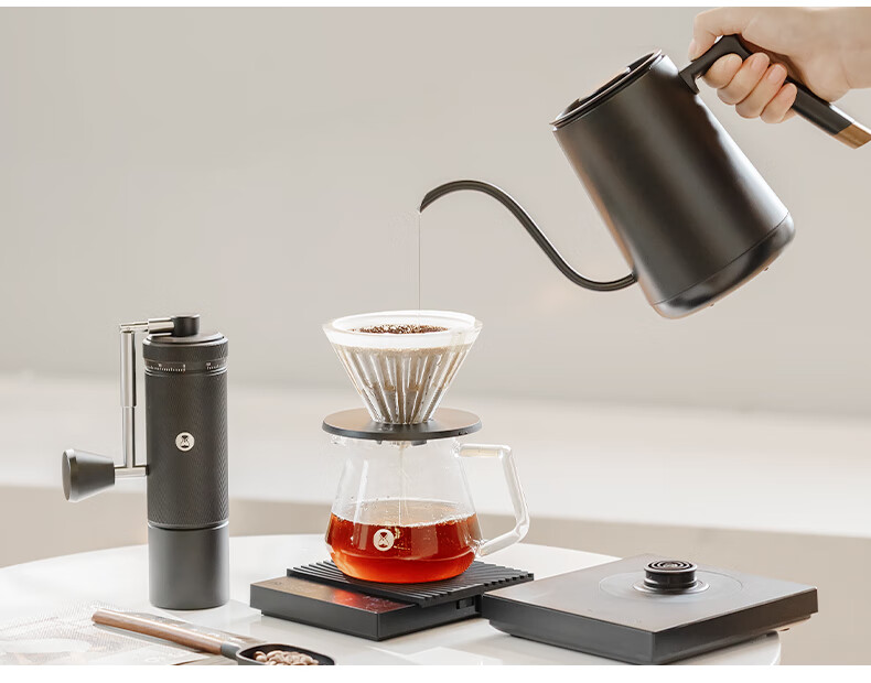 Tiamo Pour-Over Coffee Set Gift Box Temperature Control Kettle Coffee Scale Grinder Coffee Accessories Luxury Birthday Gift 24