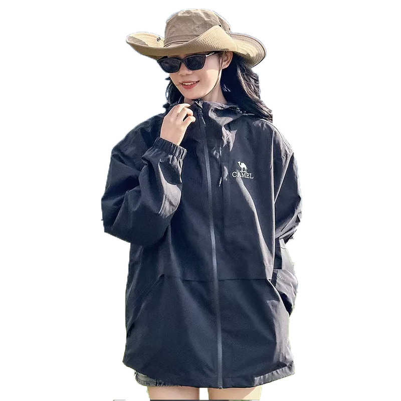 CAMEL Women's Triple-Protection Windproof And Waterproof Jacket, Spring And Autumn New Style, Hooded Casual Outdoor Coat
