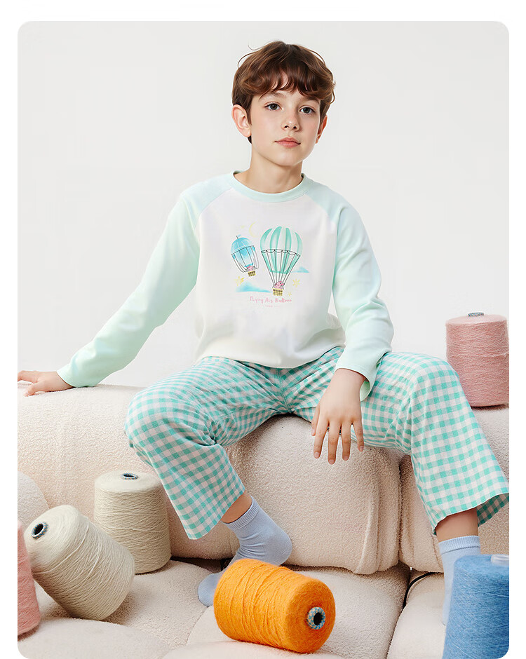 Balabala Kids Pajama Set Children's Sleepwear Boys and Girls Homewear 2026 Spring Autumn New Baby Pure Cotton Skin-friendly Red Sleep Pants 8