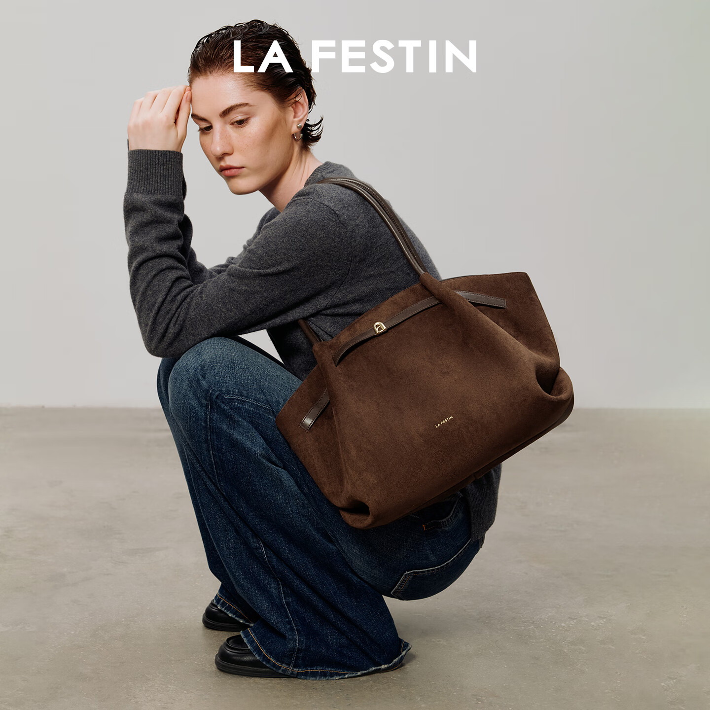 La Festin Sun Qiantong Edition Small Lazy Bag Women 2026 New Large Capacity Shoulder Underarm Tote Bag Birthday Gift
