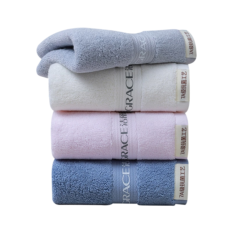 Grace 7A Antibacterial Towel, Pure Cotton Face And Bath Towel, Soft Class A All-Cotton Absorbent Face Towel for Men And Women, 4-Pack Sports