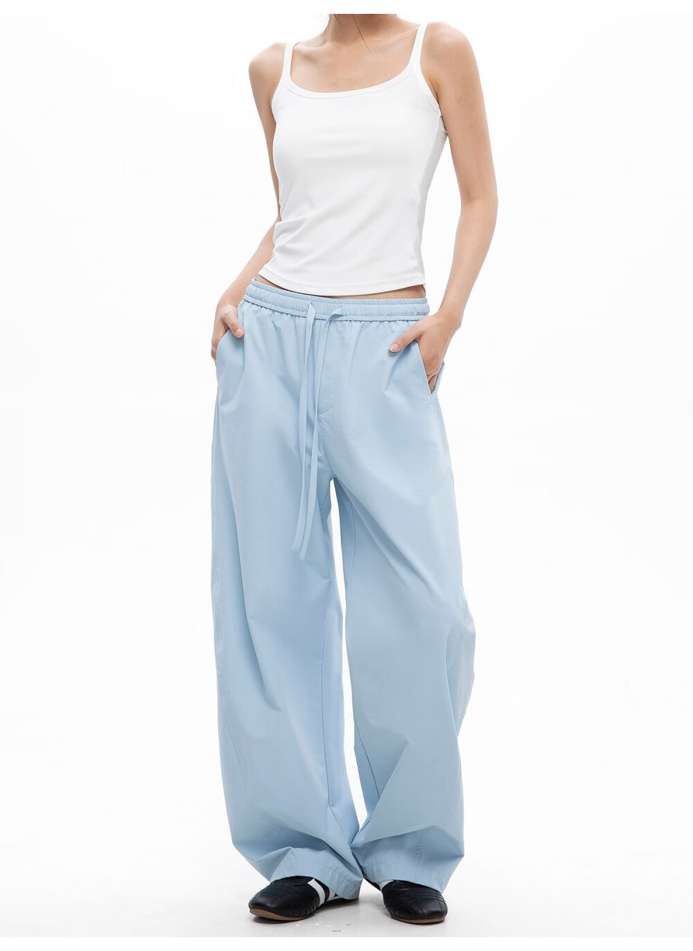 ICH MODE Women's American Style Straight White Pants Thin Loose Popular Cargo Sports Casual Pants White XL 20