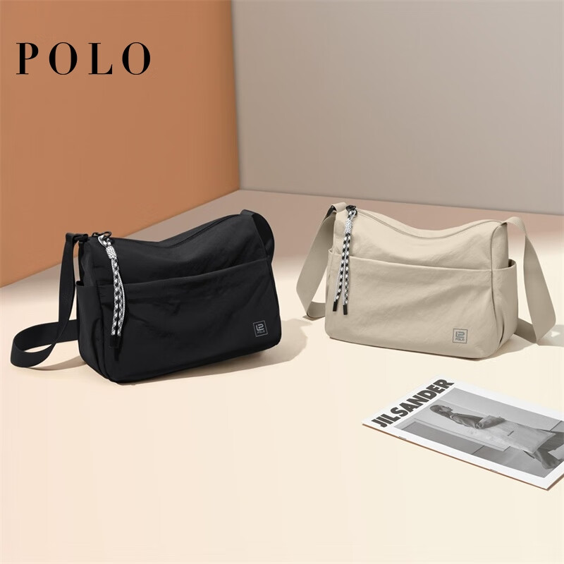POLO Women's Casual Single Shoulder Crossbody Bag Large Capacity Sports Messenger Bag 12.9-inch iPad Outdoor Phone Bag