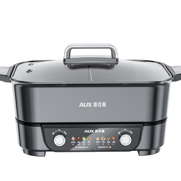 AUX Electric Hot Pot Electric Cooking Pot Split-Style Dual-Flavor Household 2-8 People 8L Large Capacity Hot Pot Multi-Functional Pot 2200W Fast Heating AKP-49A23B-KP