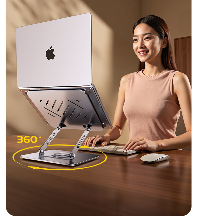 Sonaimo Laptop Stand Computer Holder Tablet Cooler 360° Rotatable Infinite Height Adjustable Foldable Portable Floating Vertical Aluminum Alloy Display Riser 3